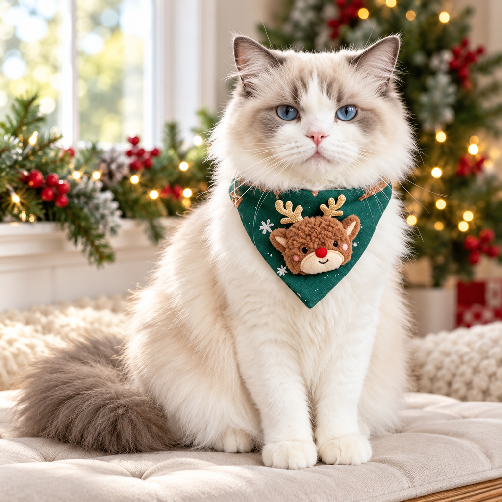 Christmas Pet Bandanas – Festive Holiday Scarves for Cats & Dogs