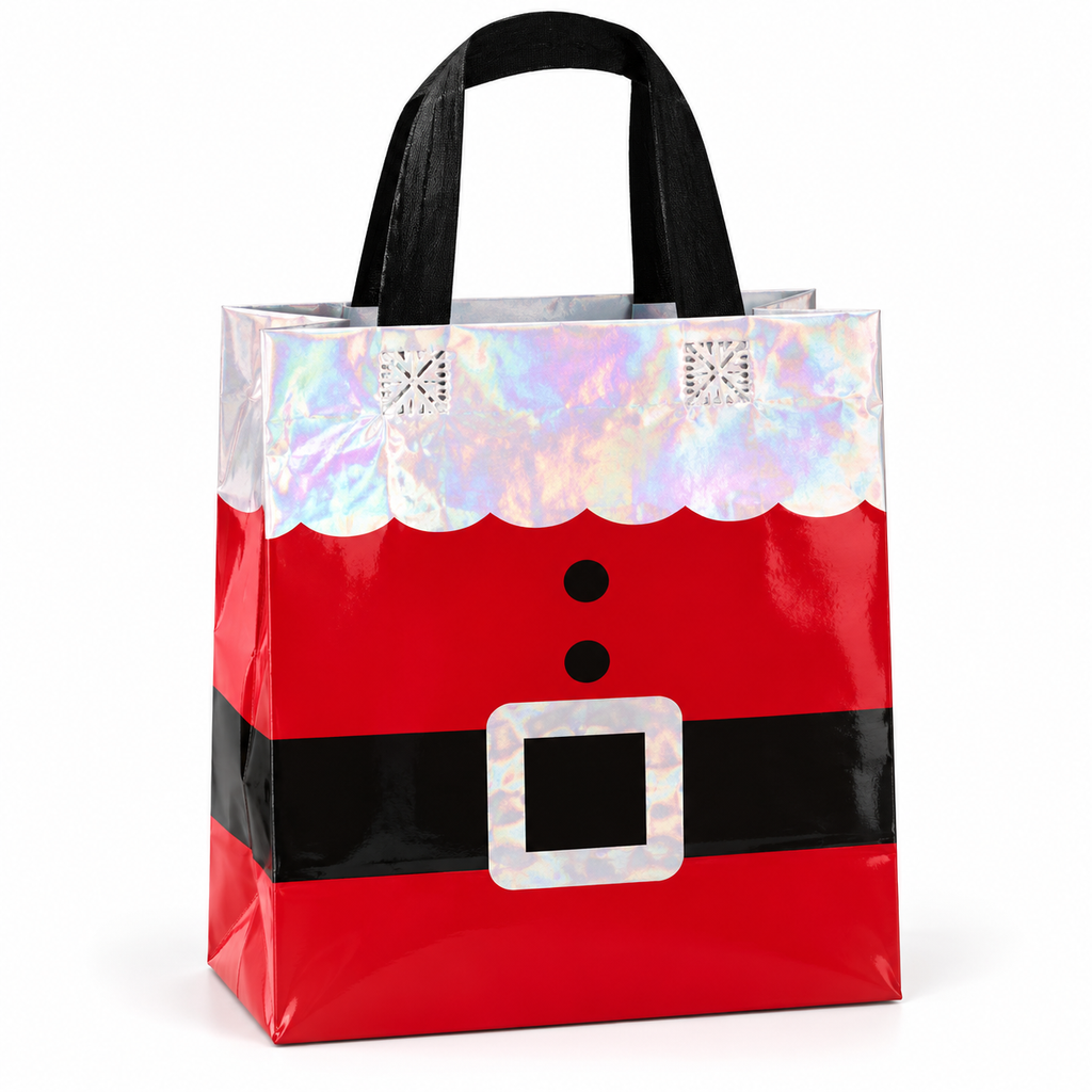 Toys Today Bags, 12pcs Santa Gift Bags Tote Bag, Xmas Kraft Bags, Candy Goodies Bag Gift Wrapping Bag for Present & Party